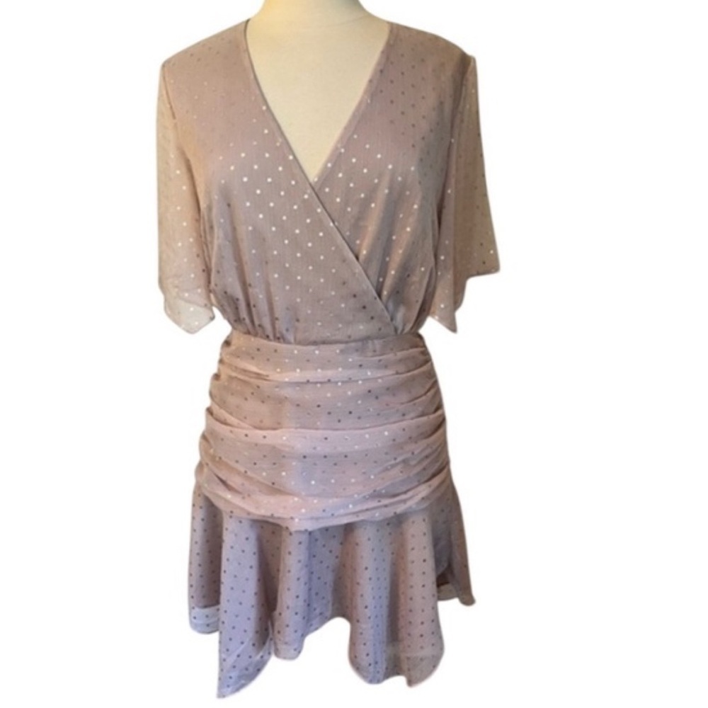 Endless Rose Light Pink with Silver Stars Midi Dress Medium